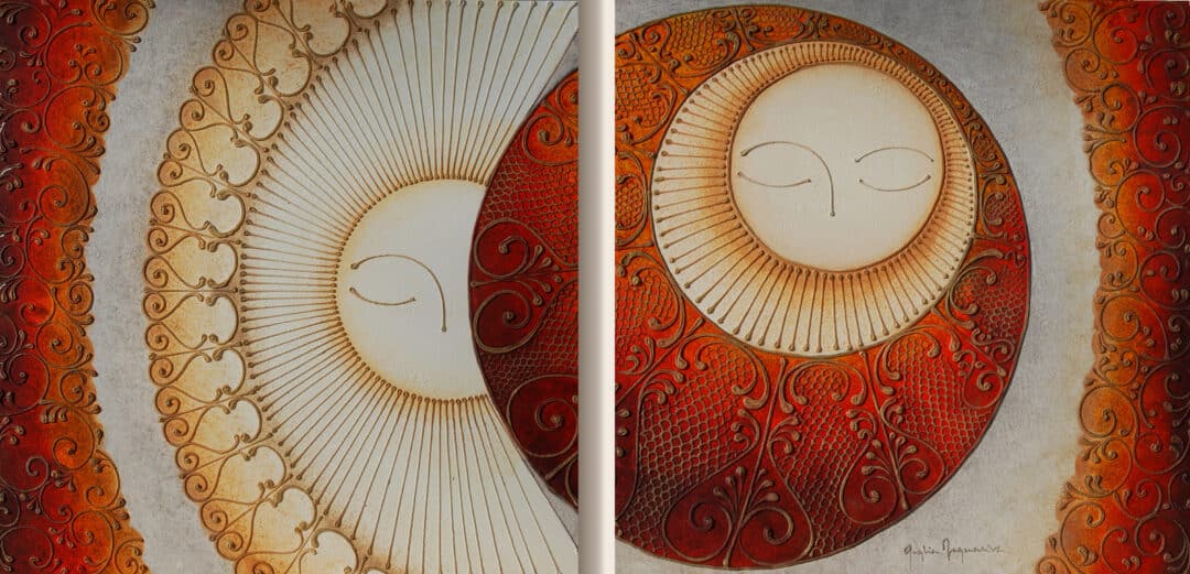 Díptico Sol Luna naranja