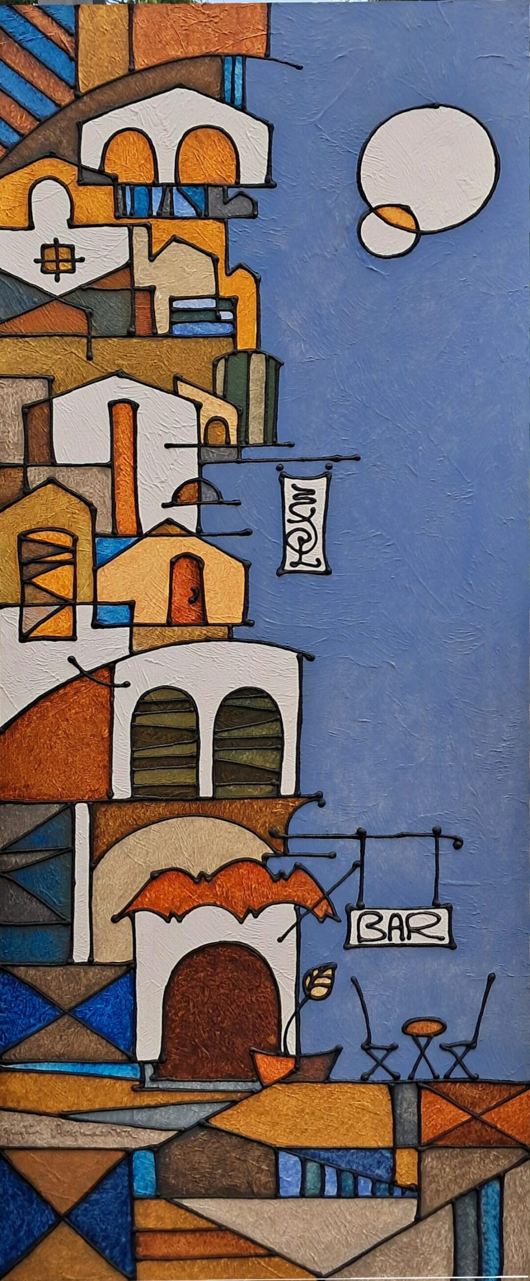 Profilo urbano blu