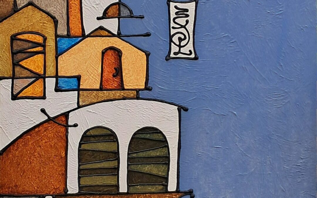Profilo urbano blu
