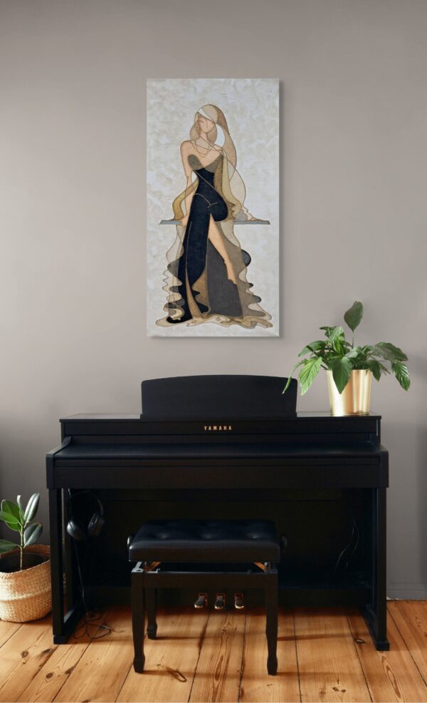 Donna Seduta - Vestito nero. - Imagen 2