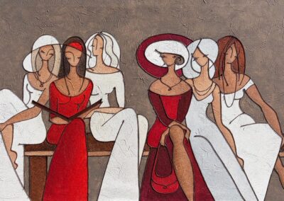 Sei Donne sul sfondo tortora